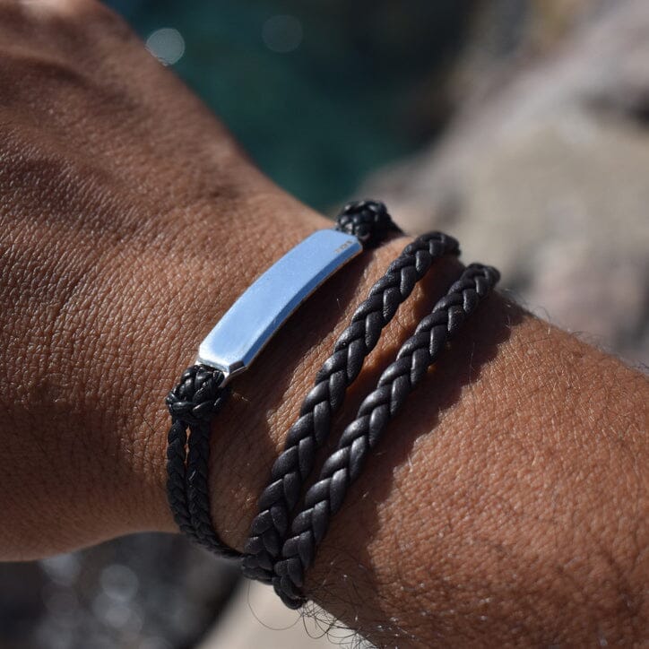 LUCKY2+7 Mens Leather Bracelet with Stainless Steel India | Ubuy